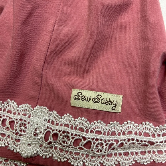 Pink Ruffled Kids Dress with Lace Trim Sew Sassy 18M. SKU A41 - Picture 4 of 4